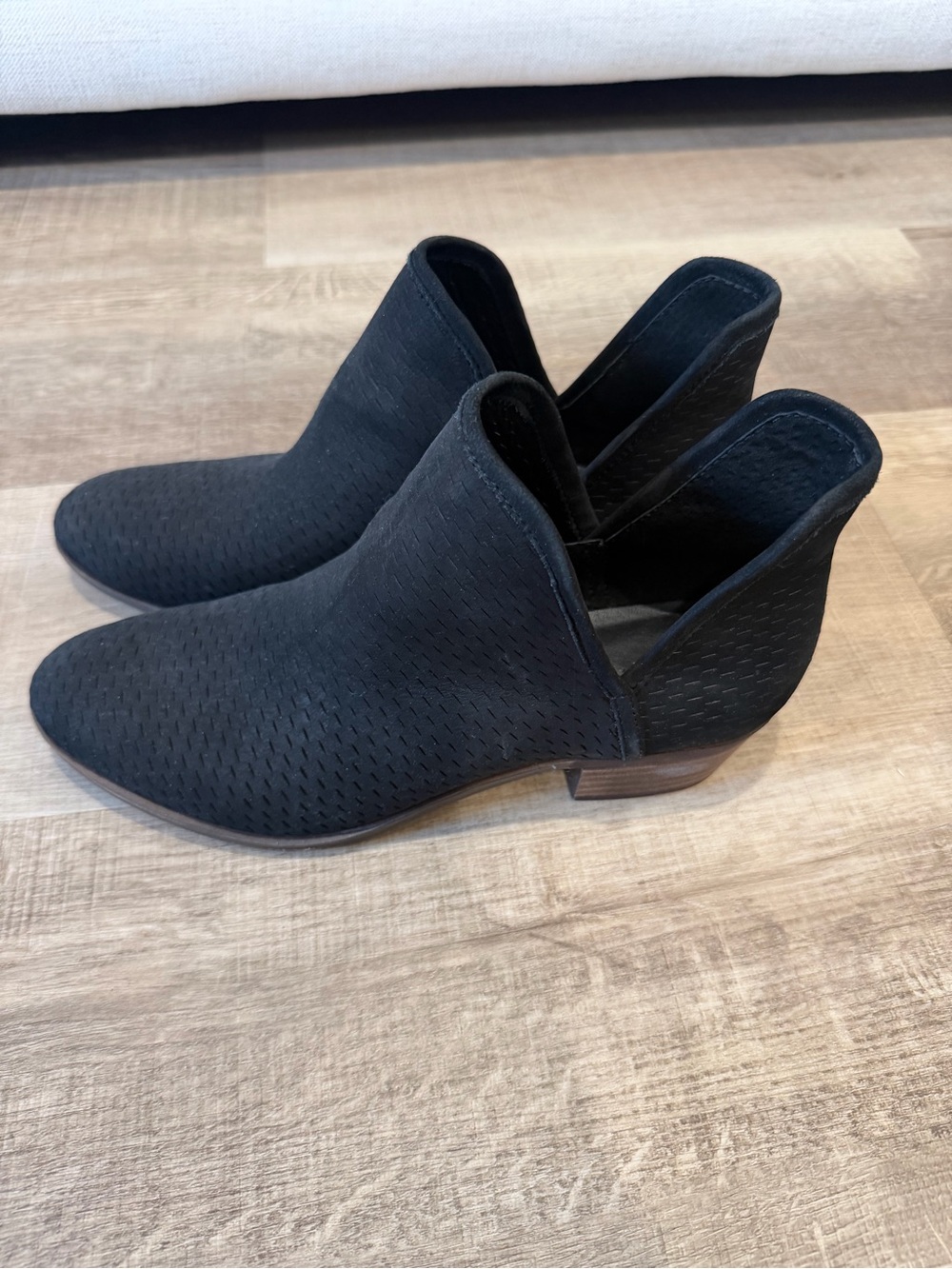 Lucky Brand Black Perforated Cutout Ankle Booties